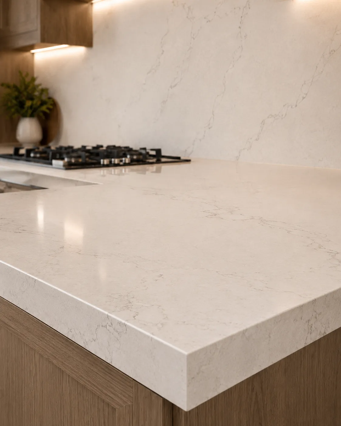 Quartz worktops installed in a Birmingham kitchen